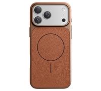 Avizar Coque pour iPhone 17 Pro Bi-Matière Antichoc Texture Cuir Marron