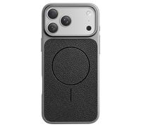 Avizar Coque pour iPhone 17 Pro Bi-Matière Antichoc Texture Cuir Noir
