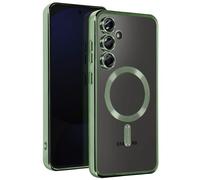 Coque MagSafe pour Samsung Galaxy S24 FE Silicone Contour Chromé Vert foncé