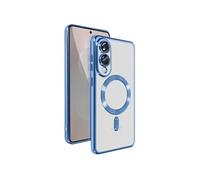 Avizar Coque MagSafe pour Samsung Galaxy S25 Edge Silicone contour chromé Bleu