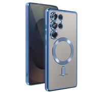 Coque MagSafe pour Samsung Galaxy S25 Ultra Silicone Contour Chromé Bleu clair