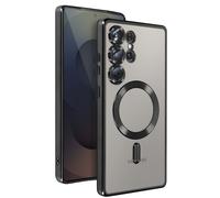 Coque MagSafe pour Samsung Galaxy S25 Ultra Silicone Contour Chromé Noir
