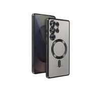 Coque MagSafe pour Samsung Galaxy S25 Ultra Silicone Contour Chromé Noir