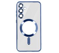Coque MagSafe pour Samsung S23 FE en Silicone Contour Chromé Bleu