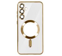 Coque MagSafe pour Samsung S23 FE en Silicone Contour Chromé Dorée