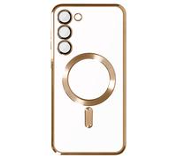 Coque MagSafe pour Samsung S23 silicone protection caméra Transparent / Doré