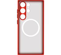 Coque MagSafe pour Samsung S23 Ultra Hybride Fine Bords surélevés Contour Rouge