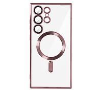 Coque MagSafe pour Samsung S23 Ultra protection caméra Transparent / Rose