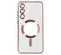 Coque MagSafe pour Samsung S24 en Silicone Contour Chromé Rose champagne