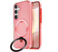 Coque MagSafe pour Samsung S24 et S25 Antichoc avec Support Pliable Rouge