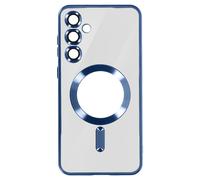 Coque MagSafe pour Samsung S24 Plus en Silicone Contour Chromé Bleu