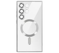 Coque MagSafe pour Samsung S24 Ultra en Silicone Contour Chromé Argent