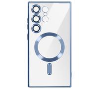 Coque MagSafe pour Samsung S24 Ultra en Silicone Contour Chromé Bleu