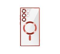 Coque MagSafe pour Samsung S24 Ultra en Silicone Contour Chromé Rouge