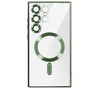 Coque MagSafe pour Samsung S24 Ultra en Silicone Contour Chromé Vert foncé