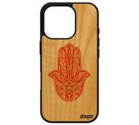 Coque main de fatma antichoc pour iPhone 16 pro bois silicone orange telephone fatima cover talisman symbole portable 4G fille ?il Apple