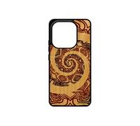 Coque Mandala pour Xiaomi Redmi Note 14 4G Europe bois silicone mobile jolie effet 3d rosace noir case bouddhisme design Marron oriental