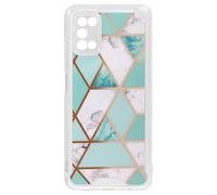 Coque Marbre pour Samsung Galaxy A03s Hybride avec Coins Renforcés et blanc Turquoise