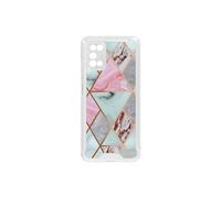 Coque Marbre pour Samsung Galaxy A03s Hybride Coins Renforcés rose et gris