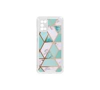 Coque Marbre Samsung Galaxy A03s Hybride avec Coins Renforcés turquoise et blanc