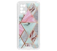 Coque Marbre Samsung Galaxy A03s Hybride Coins Renforcés rose et gris