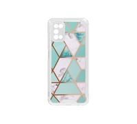 Coque Marbre Samsung Galaxy A03s Hybride avec Coins Renforcés turquoise et blanc