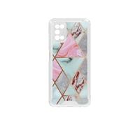 Coque Marbre Samsung Galaxy A03s Hybride Coins Renforcés rose et gris