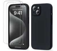 Coque - MASSILIA TECH - iPhone 15 - Souple - 2 Vitres Verre Trempé - Ultraslim Noir