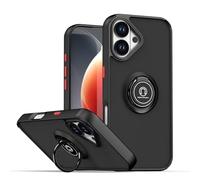 Coque mate avec bord noir et anneau rotatif à 360 ° pour iPhone 17 (6.3)