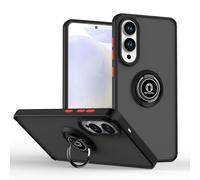 Coque mate avec bord noir et anneau rotatif à 360° pour Samsung Galaxy S25 Edge 5G