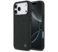 CG MOBILE Mercedes Coque de protection en cuir avec grande feuille de laurier compatible avec MagSafe pour iPhone 17 Pro Max (noir)