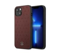 Coque - MERCEDES - iPhone 13 mini - Cuir véritable - Motif Étoiles - Rouge