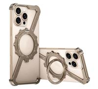 Coque Métallique sans Cadre en Forme de Z pour iPhone 16/16 Pro/16 Plus/16 Pro Max, Ultra-Fine Antichoc avec Support Rotatif 360°, Design Minimaliste Compatible with MagSafe(Gold,16)