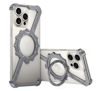 Coque Métallique sans Cadre en Forme de Z pour iPhone 16/16 Pro/16 Plus/16 Pro Max, Ultra-Fine Antichoc avec Support Rotatif 360°, Design Minimaliste Compatible with MagSafe(Gray,16 ProMax)