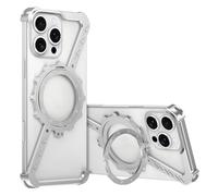 Coque Métallique sans Cadre en Forme de Z pour iPhone 16/16 Pro/16 Plus/16 Pro Max, Ultra-Fine Antichoc avec Support Rotatif 360°, Design Minimaliste Compatible with MagSafe(Silver,16 Plus)