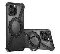 Coque Métallique sans Cadre en Forme de Z pour iPhone 16/16 Pro/16 Plus/16 Pro Max, Ultra-Fine Antichoc avec Support Rotatif 360°, Design Minimaliste Compatible with MagSafe(Black,16 ProMax)