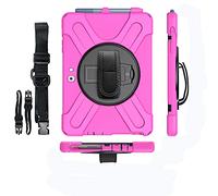 Coque Microsoft Surface Go 2 10.5" 2020, Antichoc Armure Robuste Étui avec Support Rotatif, Dragonne, Bandoulière Réglable et Porte-Crayon, TPU and PC Housse pour Surface Go 2 10.5" 2020 (Rose Rouge)