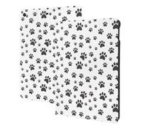 Coque mignonne en forme de patte de chien noire et blanche compatible avec iPad 9e/8e/7e génération - Compatible avec iPad 10.2, étui de tablette compatible avec iPad avec fonction trépied robuste