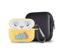 Coque mignonne en TPU souple compatible avec AirPods Pro 2 avec porte-clés, motif animal de dessin animé pour AirPods Pro 2e génération, coque de protection lisse pour filles et femmes (jaune)