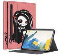 Coque mignonne Zombie Girl pour Samsung Galaxy Tab S8 Plus/Tab S7 FE 12,4" 2021/Galaxy Tab S7 Plus 2020, coque à angles de vue multiples avec porte-stylo S et mise en veille/réveil automatique
