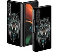 Coque mince pour Galaxy Z Fold 4 5G, coque de téléphone rigide pour hommes et femmes, coque de téléphone pour Samsung Galaxy Z Fold 4 avec motif attrape-rêves loup, coque de chargement sans fil
