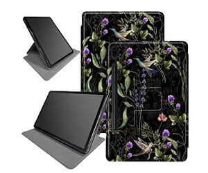 Coque motif colibri fleur sauvage pour Samsung Galaxy Tab S8 Plus 2022/S7 FE 2021/S7 Plus 2020 12,4", support pliable rotatif à 360 degrés, plusieurs angles de vue avec mise en veille/réveil