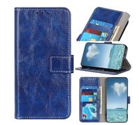 COQUE Motif Rétro Cuir Crazy Horse Portefeuille Rabat avec Fentes-Blu