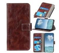 COQUE Motif Rétro Cuir Crazy Horse Portefeuille Rabat avec Fentes-Marrone