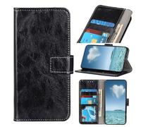 COQUE Motif Rétro Cuir Crazy Horse Portefeuille Rabat avec Fentes-Nero