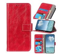 COQUE Motif Rétro Cuir Crazy Horse Portefeuille Rabat avec Fentes-Rosso