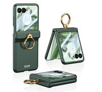 COQUE Moto Razr 50 Ultra avec Anneau, de Protection magnétique à charnière avec Support d'anneau d'armure, de téléphone Pliable pour Motorola Razr 50 Ultra 5G-Vert