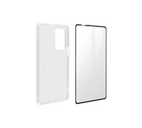 Coque Motorola Edge 20 Pro Souple et Film Verre Trempé 9H - transparent / noir