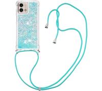 Coque Motorola Moto G Stylus 5g 2023 Transparente Tpu Paillettes Liquide Quicksand Avec Chaîne/Collier Réglable 1,5 M Antichoc