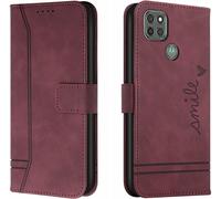 Coque Motorola Moto G9 Power Portefeuille Etui Housse Pour Moto G9 Power Coque Paillette Sourire Rétro Pu Cuir Flip Wallet Coquille Couverture Pour Moto G9 Power Hx Smile Red